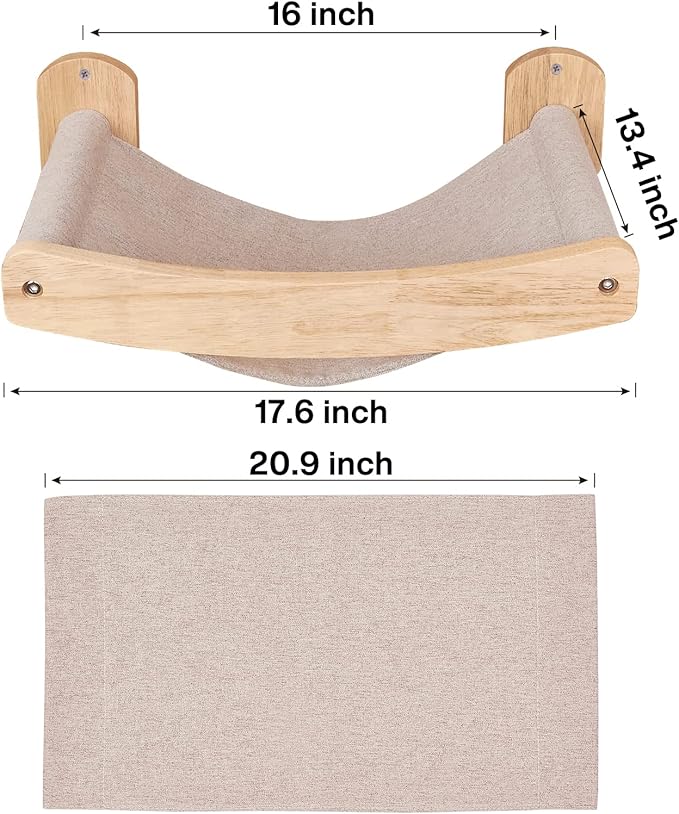 Cat Wall Hammock Set with 2 Cat Steps - Wall Mounted Cat Bed, Stylish Modern Cat Wall Furniture, Cat Wall Floating Shelves & Perches, Sturdy Kitty Hammock Beds for Climbing, Playing, Sleeping