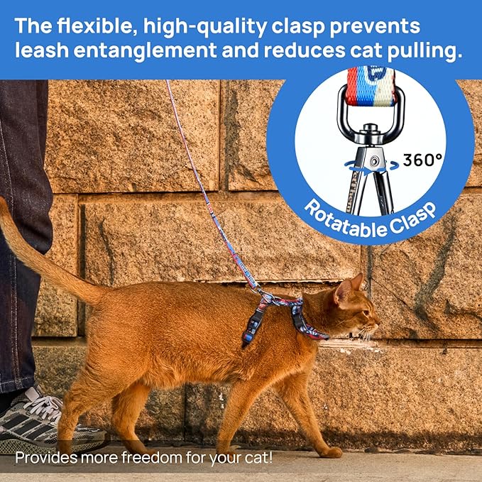 Cat Harness and Leash Set, Adjustable Cat Harness Escape Proof, Comfortable Walking Travel Kitten Harness for Small Medium Large Cats （Trail 66）