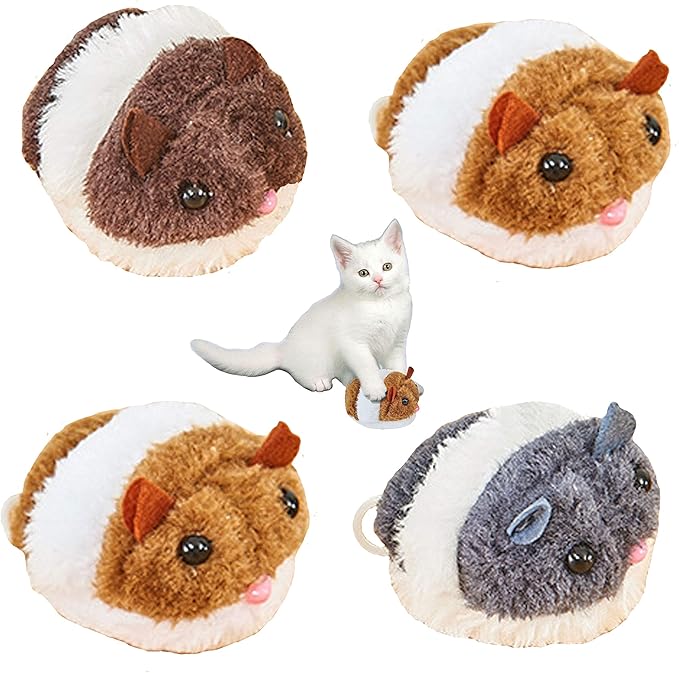 4PCS Vibrating Drawstring Mouse Cat Catching Mouse Toy Funny Cat Mouse Plush Cat Toy Jumping Mouse