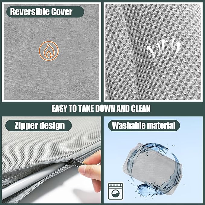 Sunhoo 2PCS Cat Window Hammock Perch Cordless Window Sill Seat Bed Foldable Kitty Lounger Indoor Cats Shelf Stable Upgraded Suction Cup Easy Assembly 20.5 * 11.8in Hold Up to 55lbs (Grey, M)