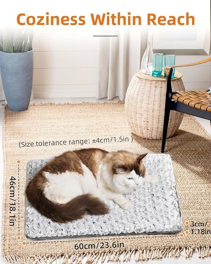 2-Pack Self Warming Cat Bed 24 x 18 in - Cat Beds for Indoor Outdoor Cats and Dogs, Machine Washable Cat Heating Pad, 3cm/1.18in Thickened Pet Heating Pad for Cats & Dogs