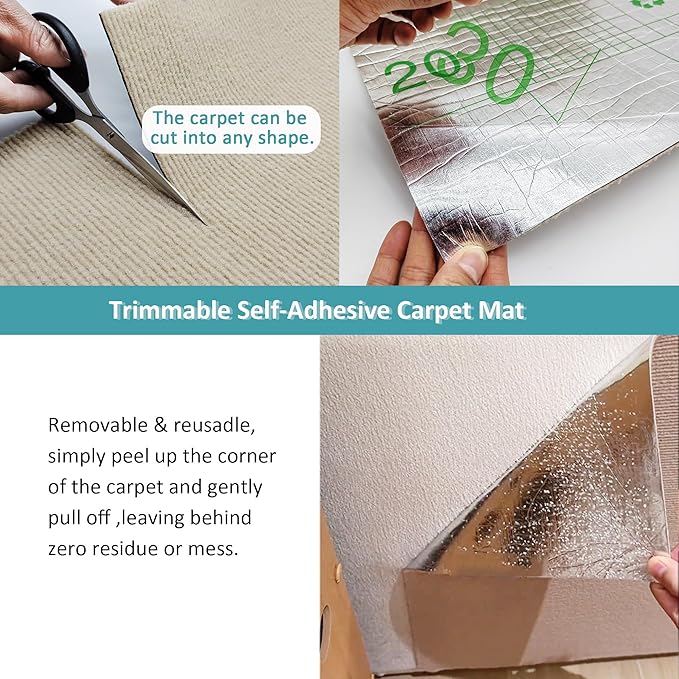 Cat Scratch Furniture Protector,78.7"x15.8" Asisumption Cat Scratching Mat self-Adhesive,Cat Carpet remnants,Replacement Parts for Cat Tree,DIY Climbing Cat Scratcher(Beige)