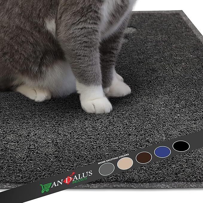 Andalus Jumbo Cat Litter Mat, Pack of 1 - Waterproof, Non-Slip & Easy to Clean Cat Litter Box Mat for Extra Efficient Pet Litter-Trapping, Grey (47” X 35”)