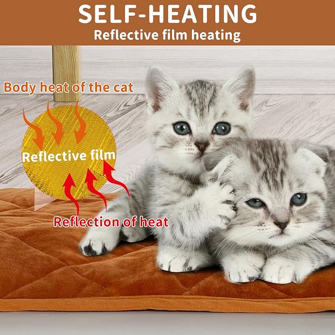 NAMOTEK Self-Warming Cat Bed Indoor/Outdoor Super Soft Self Heating Pet Mat Washable Thermal Pad for Cat & Dog 21x15.7 inch