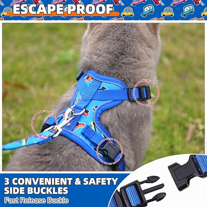 KOOLTAIL Cat Harness and Leash Set, Escape Proof for Safe Walking & Travel, Reflective Comfortable Easy Control Adjustable Kitten Harness for Boys&Girls Small Medium Large Cats Car S