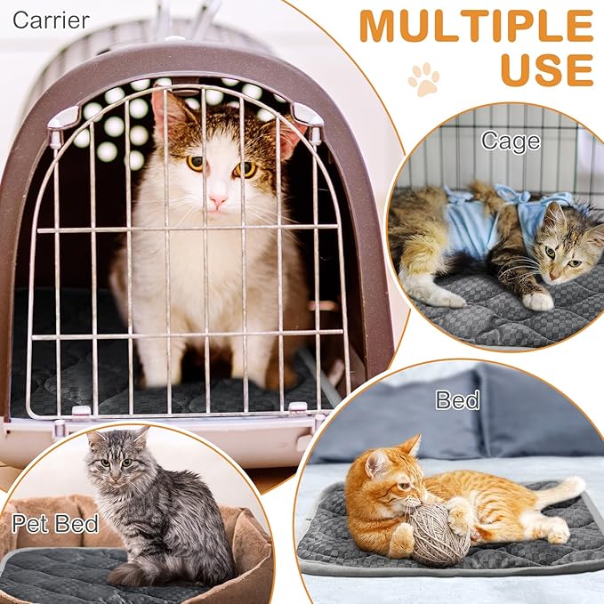 4 Pack Self Warming Cat Mat Self Heating Cat Pad Warm Thermal Pet Bed Washable Dog Crate Pad Body Heat Dog Cat Bed Mat Blanket Non Slip Bottom for Outdoor Indoor Pets (20 x 28 Inch)