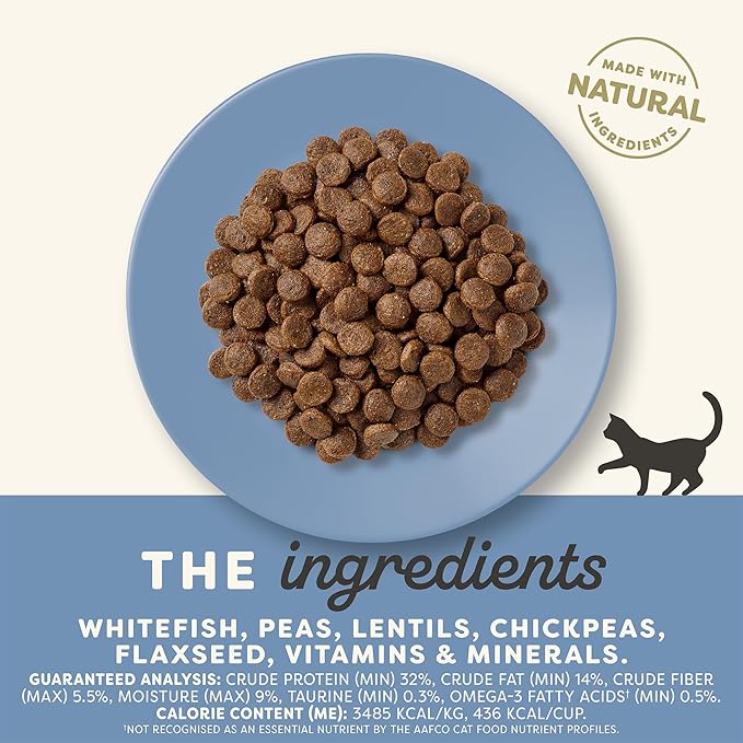 Applaws Complete Dry Cat Food, Grain-Free, Limited Ingredient Food with Added Vitamins & Minerals, Protein, Natural Cat Food, Supports Digestion, Whitefish (4 Pound Dry Cat Food)