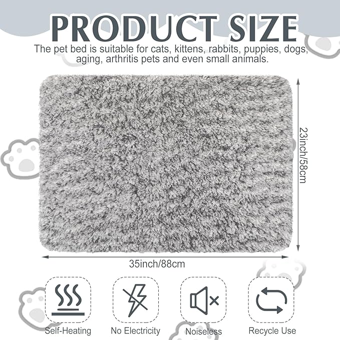 4 Pack Self Warming Cat Pads Self Heating Cat Mat Thermal Pads for Small Dogs Washable Pet Kennel Pad Crate Bed Mat with Removable Covers for Indoor Outdoor Pet(Gray,22 x 35 Inch)