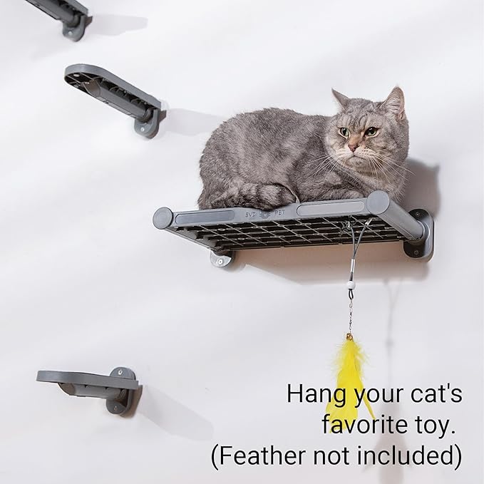 SVD.PET Cat Wall Shelves, 17" x 8" Cat Wall Furniture with Felt Pad, Simple and Modern Design Wal Mounted Cat Platforms, Easy to Install and to Clean, Cat Perch for Sleeping & Playing (Dark Grey)