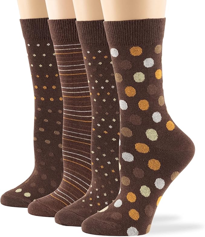 7BIGSTARS KINGDOM Womens Fun Cotton Crew Socks - 4 Pack L/M - Cactus Space Desert Coffee Fox Dog Hedgehog Puppy Flower Bird