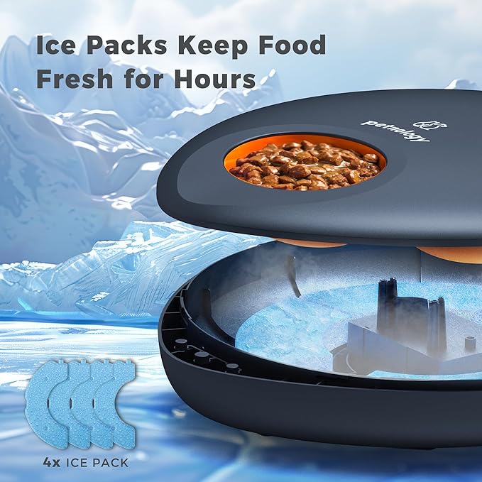 Automatic Wet Food Cat Feeder, Auto Pet Feeder Refrigerated with App Control, 5 Meals Timed Cat WiFi Feeder with Ice Pack Suitable for Both Wet and Dry Food