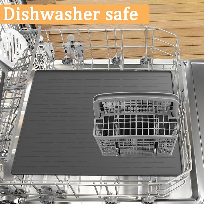 32"x24" Large Silicone Pet Feeding Mat, Waterproof Non-Slip Dog and Cat Bowl Mat for Food & Water, Durable Floor Protector to Prevent Spills, Easy to Clean, Lake Blue