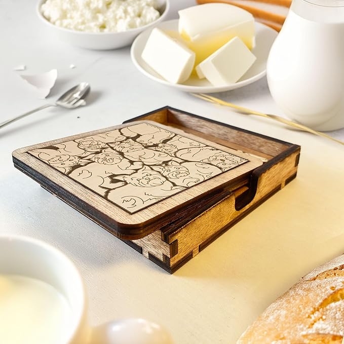 02 Yorkshire Dog Coaster - Yorkie Dog Puzzle Wooden Coaster Set - Interlocking Jigsaw Drink Mats with Laser-Cut Design for Yorkshire Terrier Lovers (Yorkshire Dog)