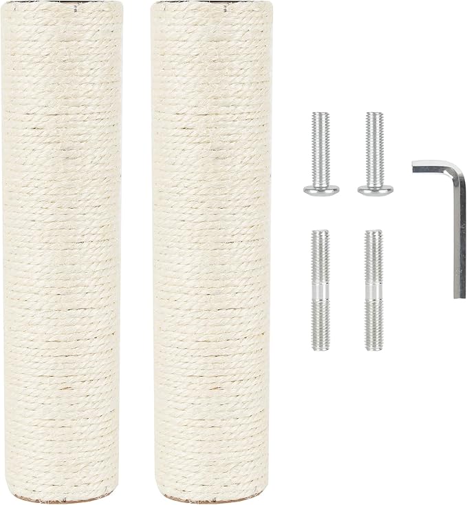 2.9in 7.4cm Diameter Cat Scratching Post Replacement Sisal Pole Parts for Cat Tower (M10, 30cm/11.8in)