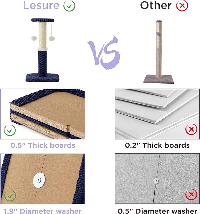 Lesure Cat Scratching Post for Indoor Cats - Highly Resistant Carpet Scratch Posts, Premium Sisal Rope Scratch Posts for Kittens, Sturdy Small Cat Scratch Pole with Hanging Ball, Blue(22.5 inch)