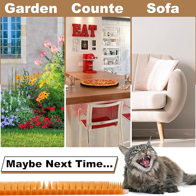 10 Pcs Scat Mat for Cats, 16x13 Inch Cat Deterrent Indoor Mat, Cat Scat Mat with Spikes Outdoor Use, Humane Pet Repellent Fence, Orange Color for Cat/Dog Easily See