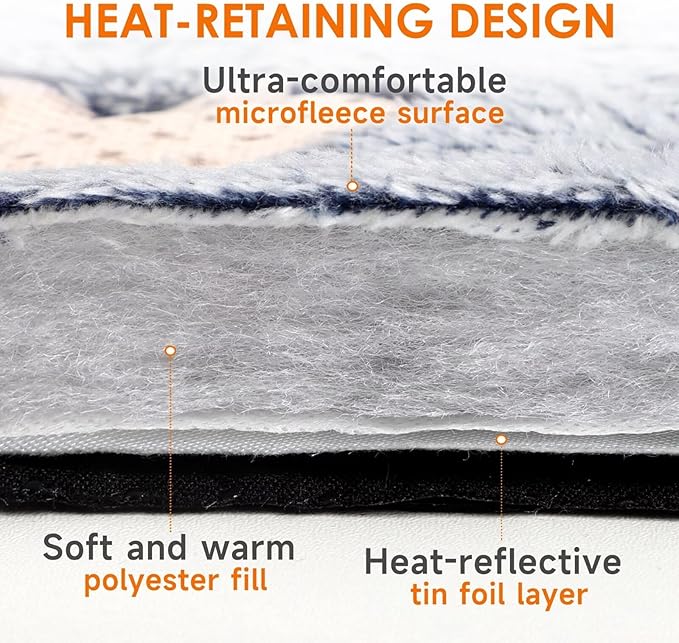 Paw Legend Self Warming Cat Bed Mat (23.6" x 17.7") Self Heating Cat Dog Pad Ultra Soft Extra Warm Thermal Indoor Outdoor Sleeping Washable Non-Slip Bottom Dog Heating Pad