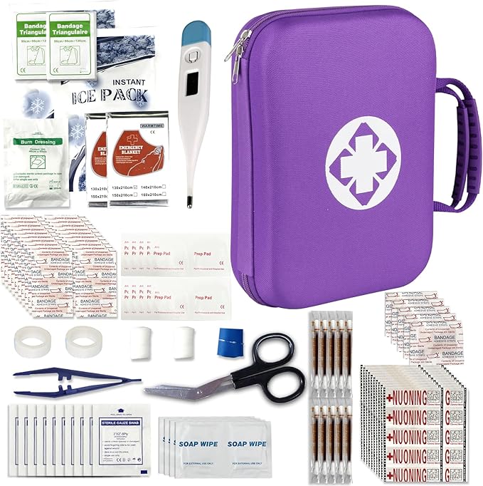 299PCS First Aid Kit Portable Purple Camping Essentials Multiple Purpose Survival Kits Plus Case Emergency Set Outdoor Backpacking Gear Suitable for Hiking School Car Home YIDERBO