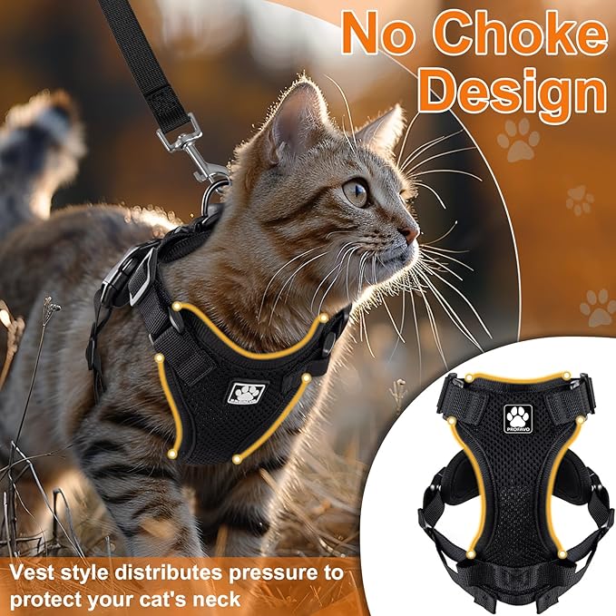 Cat Harness and Leash for Walking,Airtag Cat Harness and Leash Set with Integrated Hidden type Air Tag Holder,Escape Proof Reflective Adjustable Vest Harnesses with Apple Air Tag Case for Cats,Puppies