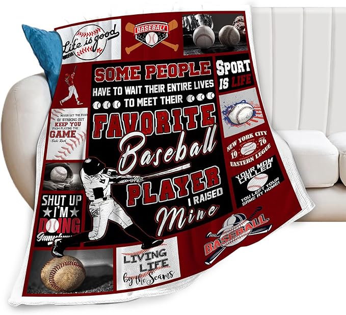 Baseball Gifts for Girls & Boys - Soft, Warm Fleece Plush Blankets for Bed & Sofa - 50"x60"