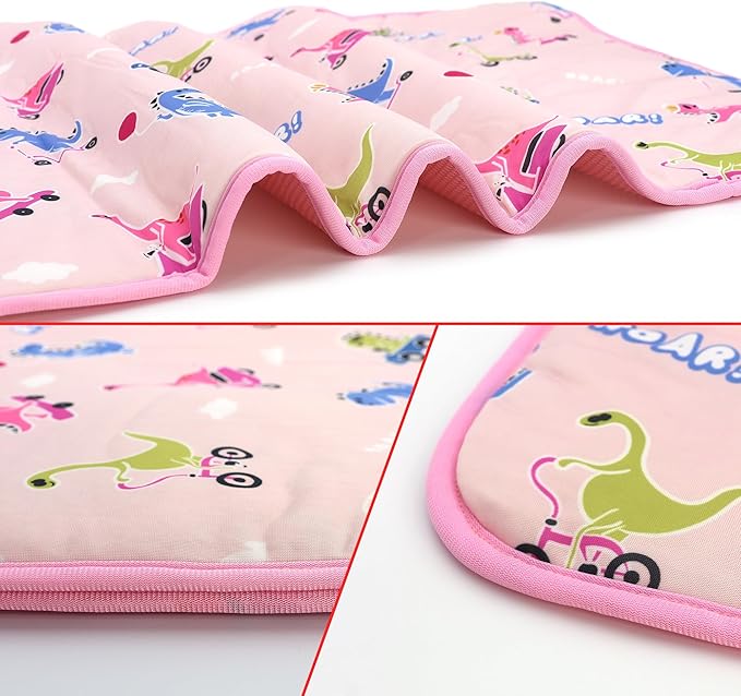 NACOCO Summer Pet Cooling Mat - Cat Dog Cushion Pad Sleeping Cool Dinosaurs Comfortable Soft for Pets Kids and Adults (Pink Dinosaur, S)