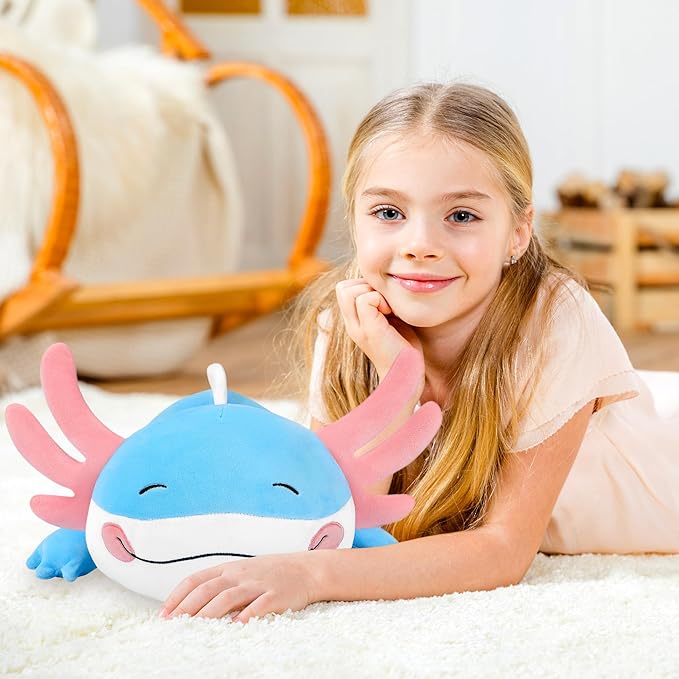Axolotl Plush, Soft Plush Pillow Blue Axolotl Stuffed Animal, Cute Plushies Toy Gifts for Kids & Adults