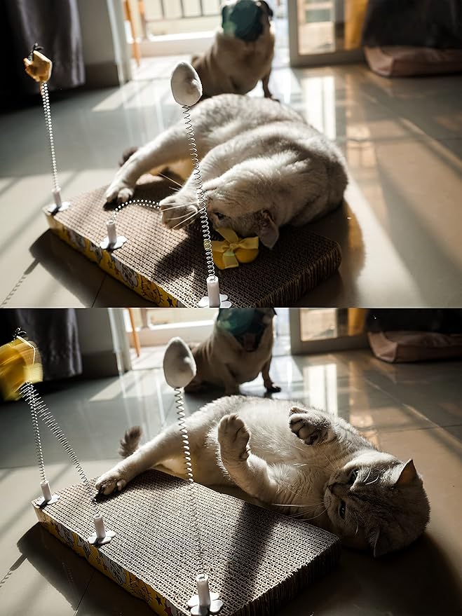 3 Pack Cat Teaser Wands Plug on Cardboard Cat Scratcher