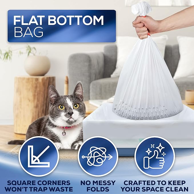 Alfapet Self Sifting Cat Litter Box Liners, Set of 21, Flat Base, XL Design, With Inbuilt Drawstrings, Fits Large Trays, Reinforced, 36 in x 18 in