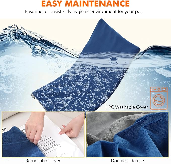 Pecute Cat Heating Pad Indoor, 6 Adjustable Temperature with Timer, Dog Heating Pad with Dual-Resistant Cable, Waterproof Layer, Heated Cat Bed Mat Blanket, Electric Pet Heating Pad for Cats Dogs