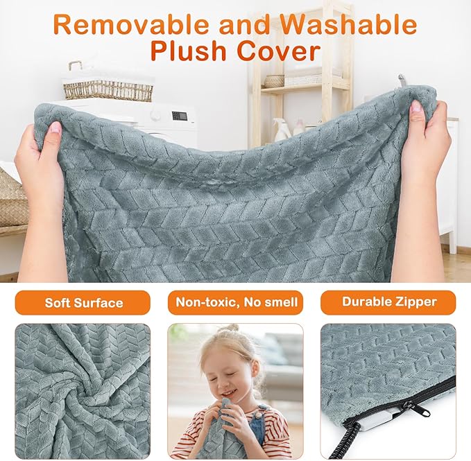 GASUR Pet Heating Pad, Waterproof Electric Dog Cat Heating Pad with Timer, Temperature Adjustable Heatded cat Bed for Winter,Auto Power-Off,Anti-bite Heating Pad for Dogs Cats -28''x16'', Medium