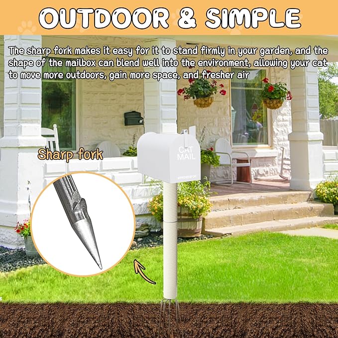 40in Outdoor Cat Scratching Post,Cat Toys for Outdoor Steel Mailbox In-Ground with PVC Sisal Post (White)