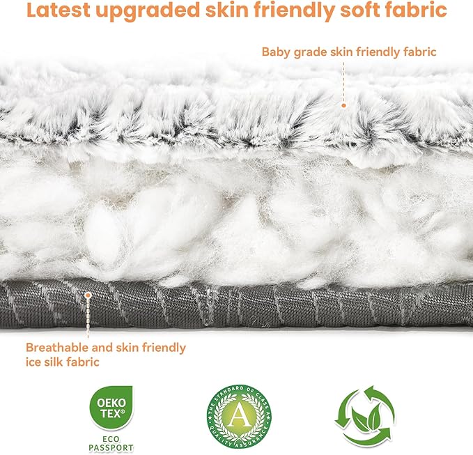 2 in 1 Dog Bed Crate Pad Mat Washable Reversible (Cool & Warm) Soft Fluffy Pet Kennel Beds for Large Medium Small Puppy Cat Sleeping Mattress Machine Wash Dog Cooling Mats (Dot Grey, 24"*17.5")