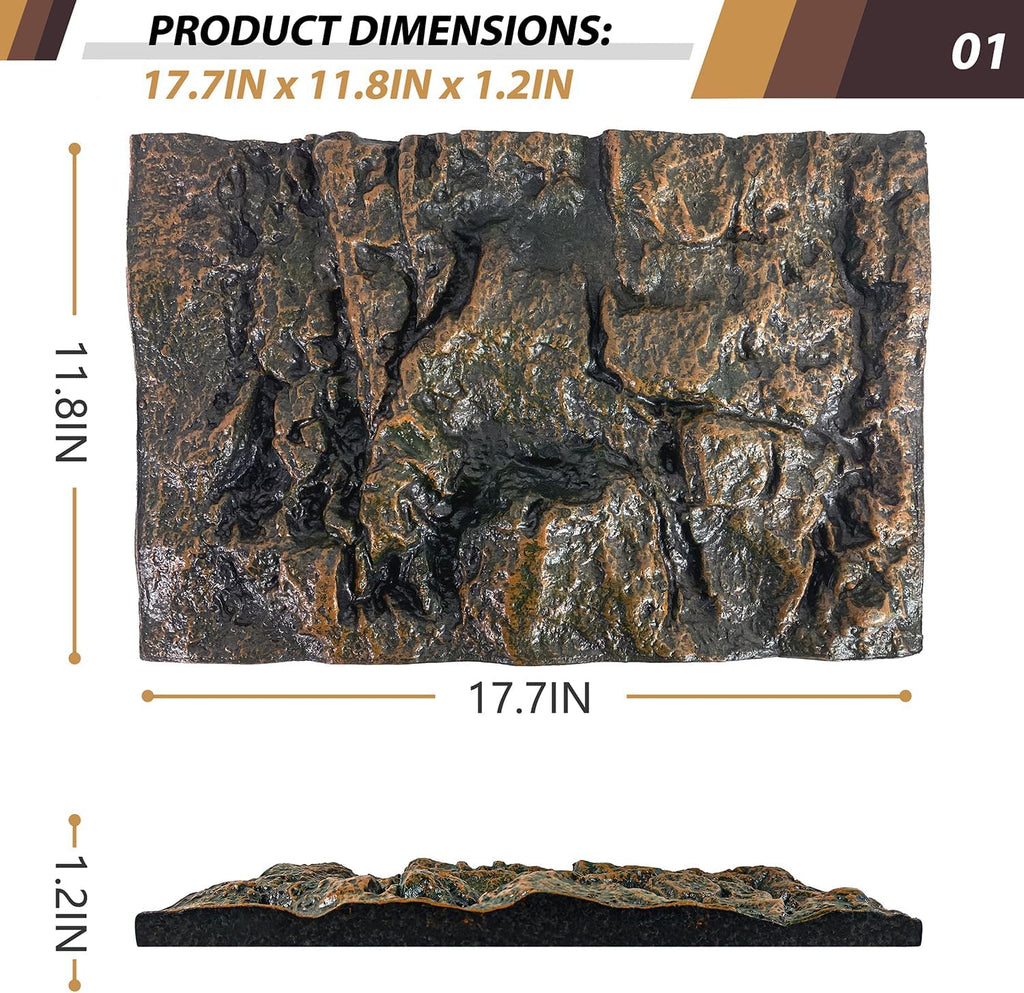 17.7x11.8in Rock Terrarium Background,3D Reptile Tank Background Board,Amphibian Stereo Backdrop Wall,Lizard Snake Gecko Spider Turtle Fish pet silo Background Decorative Panel(Yellow)