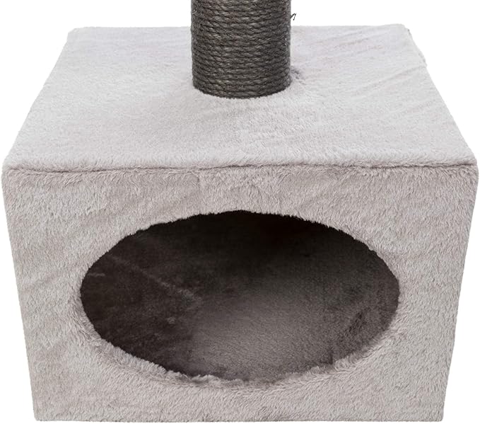 TRIXIE Badalona Gray Cat Tower with Scratching Posts, Condo, Two Platforms 19 LBS