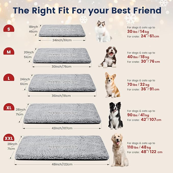 Miguel Self Heating Dog Mat, 36 X 24 inch Self Warming Dog Bed for Indoor Outdoor, Non Electric Dog Pad Thermal for Medium Large Dogs, Washable Crate Mat with Removable Washable Cover (Gray,L)