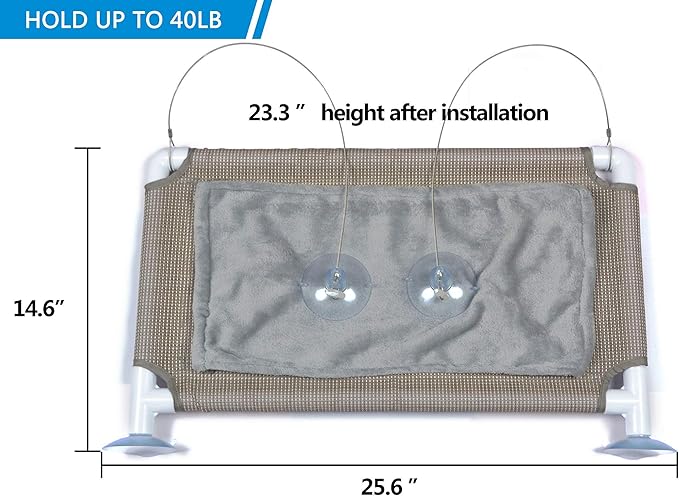 Cat Bed Window, Cat Window Hammock Window Perch, Safety Cat Shelves Space Saving Window Mounted Cat Seat for Large Cats (Beige Premium Set)