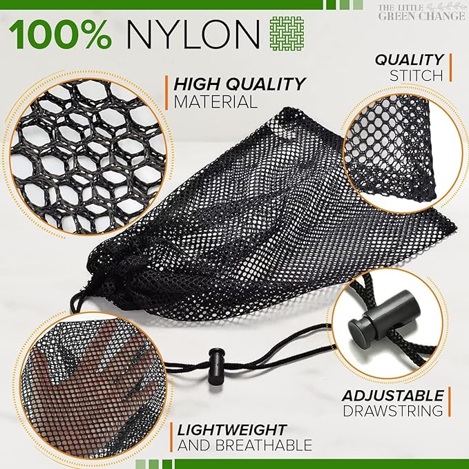 10PCS Nylon Mesh Bags with Drawstring - Multipurpose Mesh Bags for Storage and Carrying Goods While Traveling or Camping