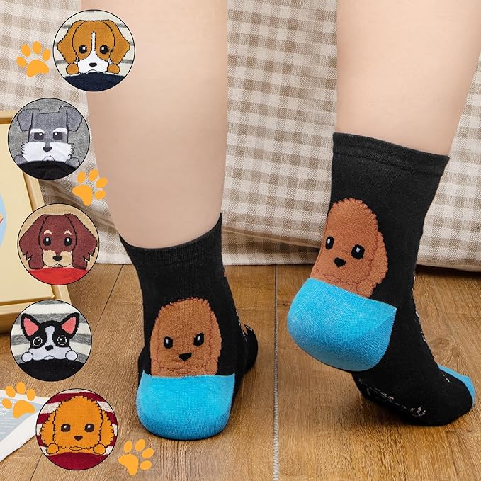 6 Pairs Women's Cute Cat Socks, Funny Novelty Animal Print Crew Cotton Socks Christmas Gifts for Women Girls