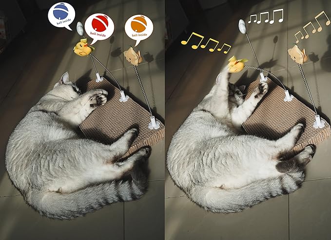 3 Pack Cat Teaser Wands Plug on Cardboard Cat Scratcher