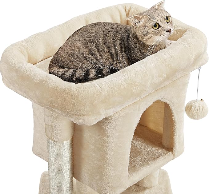 Yaheetech 23.5in Cat Tree Tower, Cat Condo with Sisal-Covered Scratching Posts, Cat House Activity Center Furniture for Kittens, Cats and Pets - Beige
