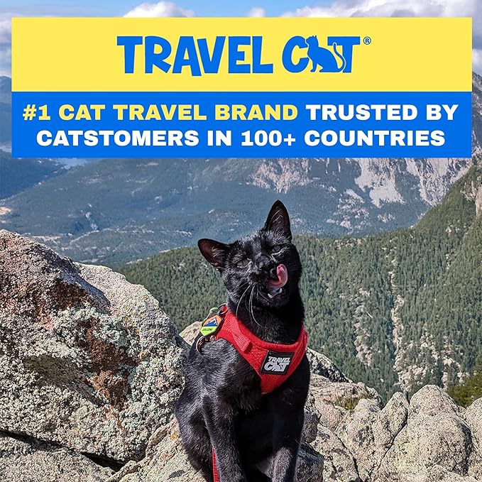 Travel Cat Harness and Leash Set - Adjustable Fit Mesh Cat Harness and Reflective Strap - Comfort Escape Proof Harness for Cats, Kitten for Outdoor Walking, Hiking (Medium, Red)