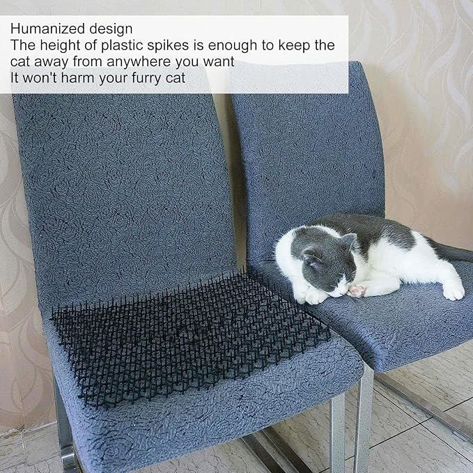 Tnfeeon 12Pcs Cat Deterrent Mat Prickle Strips Network Digging Stopper Anti Cat Dog Network Indoor Outdoor Training Plastic Spike Mat for Keeping Away Cats Dogs Protecting Plants