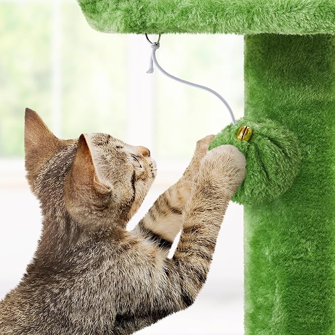 Yaheetech 62in Cat Tree Cat Tower for Indoor Cats, Cat Furniture w/Double Cat Condo, Scratching Posts, Multiple Platforms and Balls for Kittens & Cats, Green