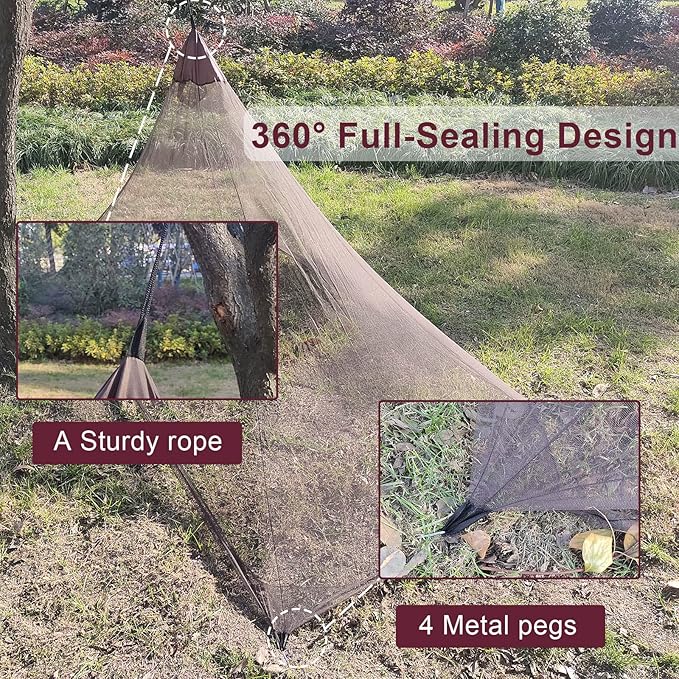 Aventik EDSRDLUZ 400 Fine Meshes Triangular Outdoor Camping Mosquito Net for Camping Bed Compact, Bug Net with Carry Bag 87" x 47" x 39" Ideal for Single Camping Use