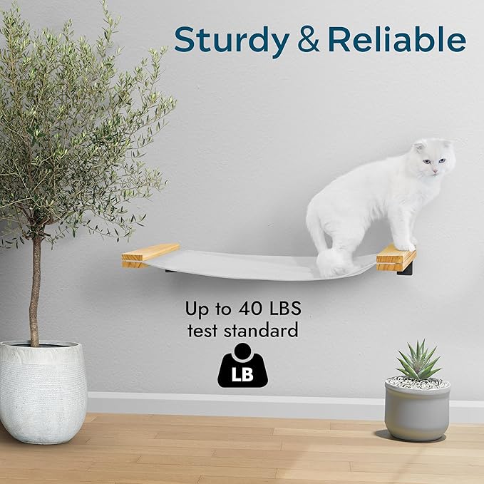 Cat Wall Hammock | Cat Shelf and Perches for Wall | Cat Bridge | Modern Cat Wall Furniture for Indoor Cats | Wall Mounted Cat Hammock Bed for Sleeping, Playing, and Lounging - Cat Shelves