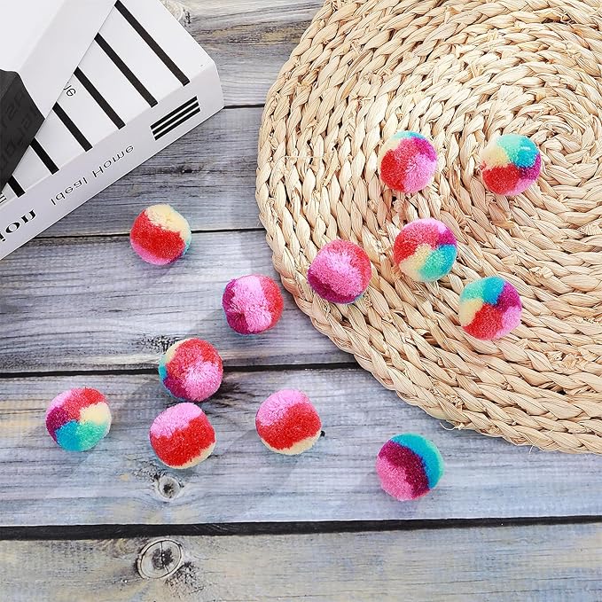 Amaxiu 1.2 in Colorful Cat Pom Pom Ball Toys, 20 Pcs Rainbow Cat Toy Balls Soft Plush Cat Ball Interactive Toy Training Ball Toy for Indoor Cats Kitten Exercising Playing