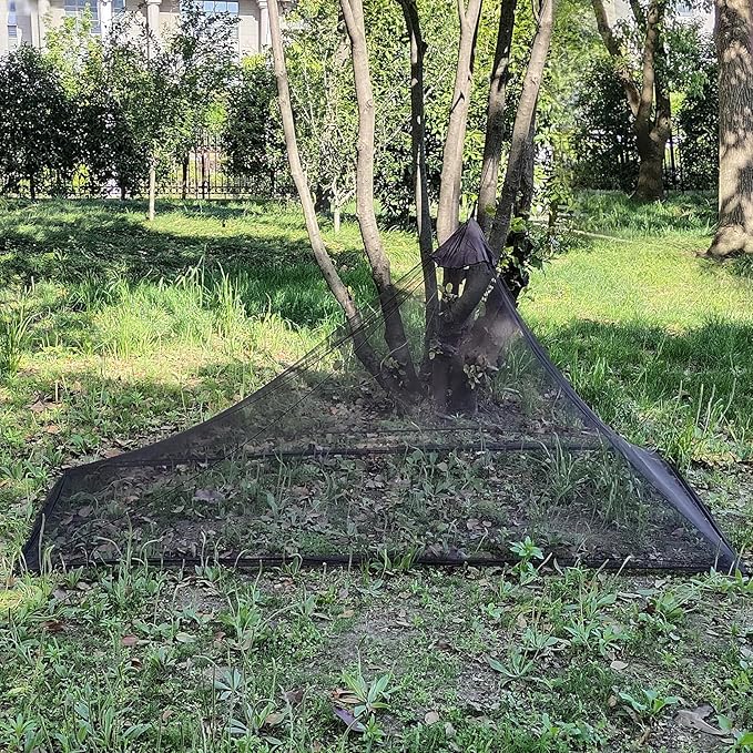 Aventik EDSRDLUZ 400 Fine Meshes Triangular Outdoor Camping Mosquito Net for Camping Bed Compact, Bug Net with Carry Bag 87" x 47" x 39" Ideal for Single Camping Use