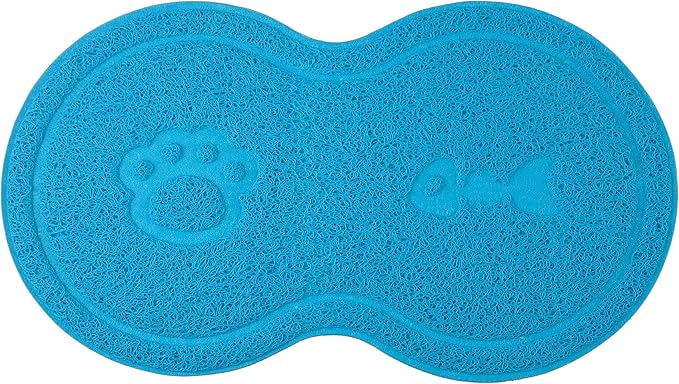 8-Shaped Small Cat Litter Box Debris Catcher Mat,18x10 Inches (Skyblue)
