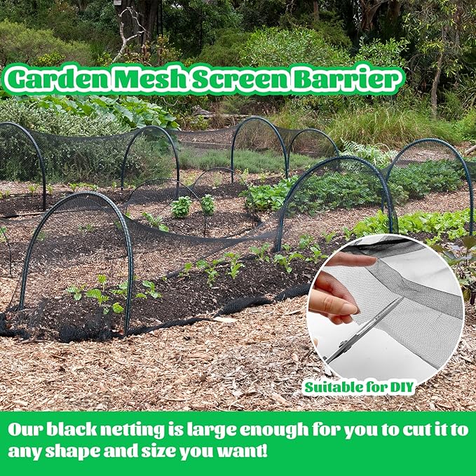 60x10Ft Mosquito Netting,Fly Insect Bird Net Garden Mesh Screen Barrier for Patio,Balcon,Porch,Gazebo,Canopy,Camping,Umbrella,Protecting Vegetables Fruits Plants(Black)