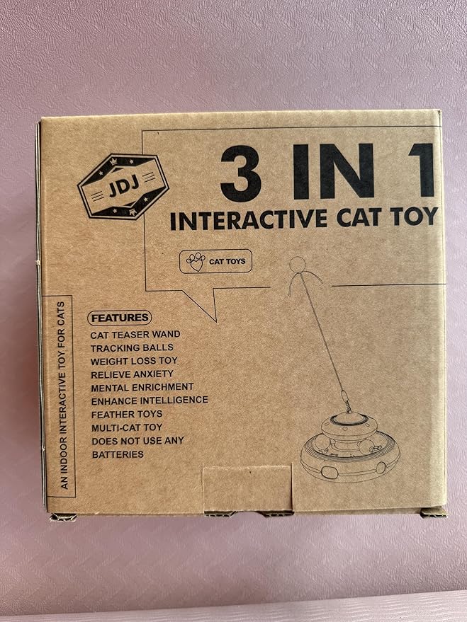 3-in-1 Interactive Cat Toy for Indoor Cats - Exciting Teaser Wand, Ball Track, and Whack-a-Mole Game - No Batteries Needed, Sturdy and Safe - Ultimate Mental and Physical Stimulation